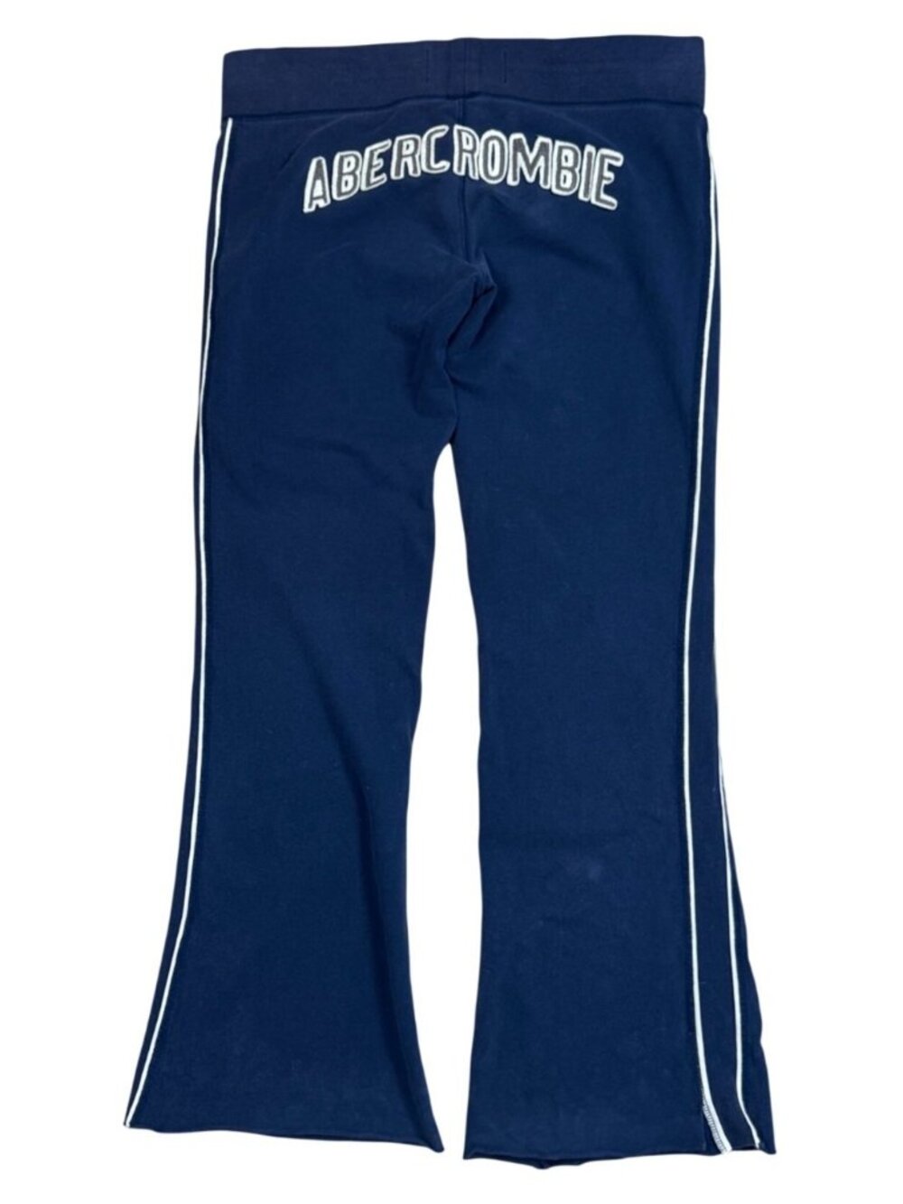 Y2K Abercrombie Navy Blue Flared Track Yoga Pants Butt Spell Out Small